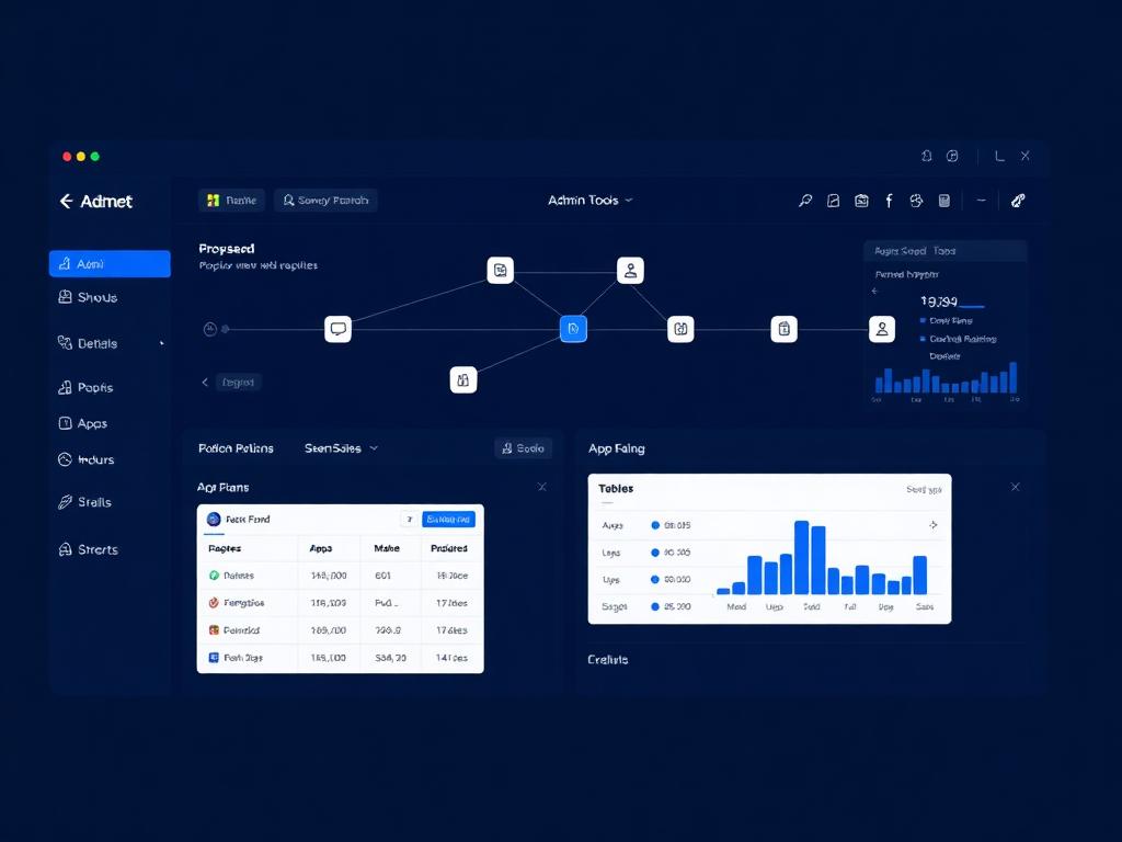 Internal admin dashboard with workflow automation and integration panels