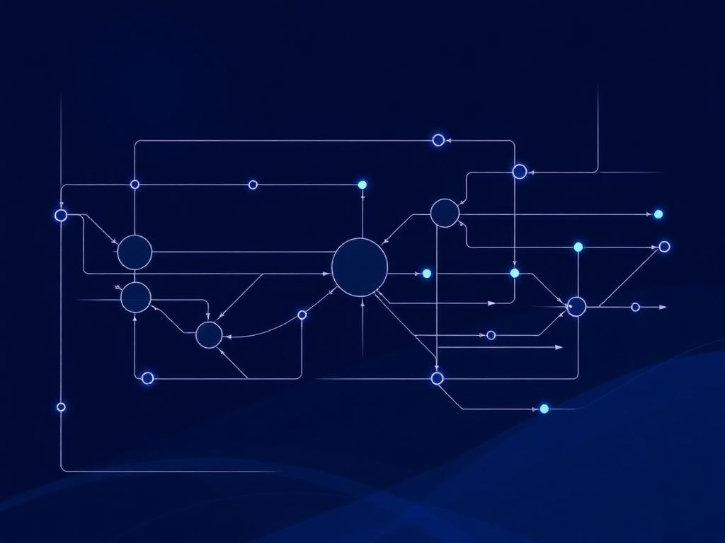 Workflow automation canvas connecting CRM, calendar and billing systems